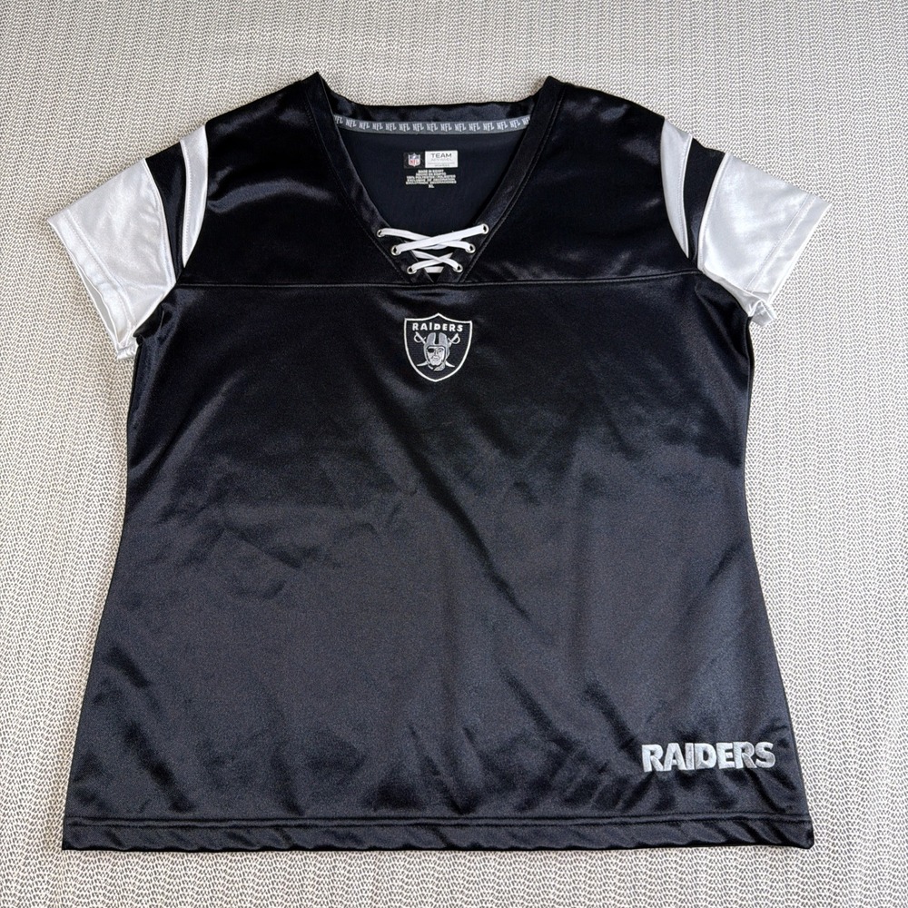 Las Vegas Raiders Women's XL Lace Up Jersey Shirt NFL Team Apparel Black
